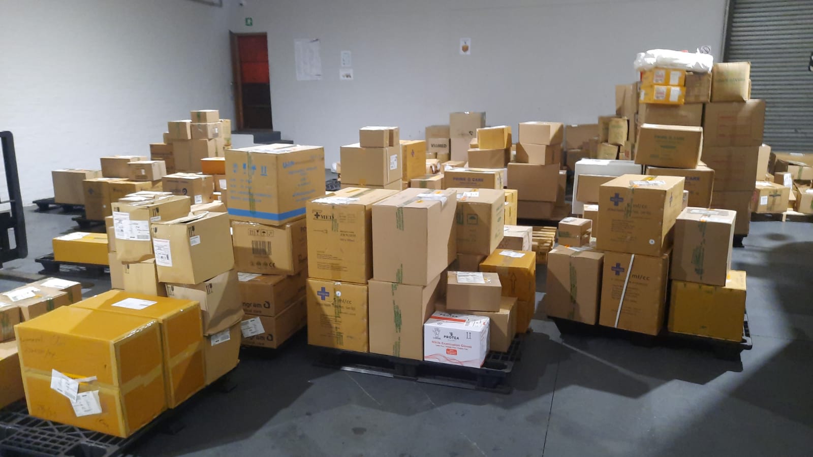 Warehouse consignments on pallets